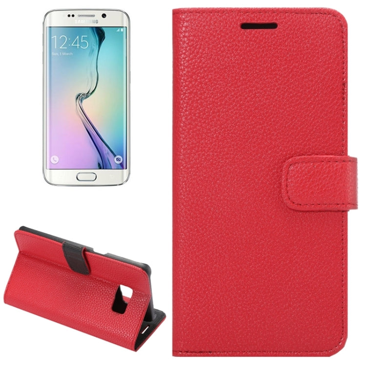 For Galaxy S6 Edge+ / G928 Litchi Texture Horizontal Flip Solid Color Leather Case with Wallet & Card Slots & Holder