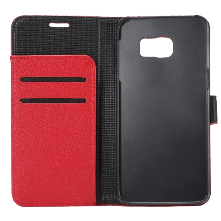 For Galaxy S6 Edge+ / G928 Litchi Texture Horizontal Flip Solid Color Leather Case with Wallet & Card Slots & Holder