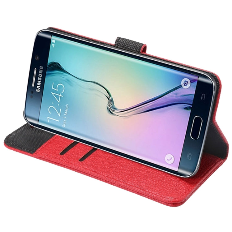 For Galaxy S6 Edge+ / G928 Litchi Texture Horizontal Flip Solid Color Leather Case with Wallet & Card Slots & Holder