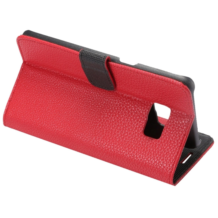 For Galaxy S6 Edge+ / G928 Litchi Texture Horizontal Flip Solid Color Leather Case with Wallet & Card Slots & Holder