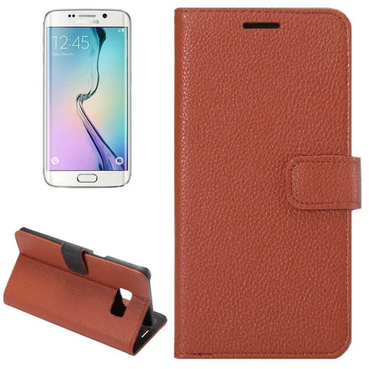 For Galaxy S6 Edge+ / G928 Litchi Texture Horizontal Flip Solid Color Leather Case with Wallet & Card Slots & Holder