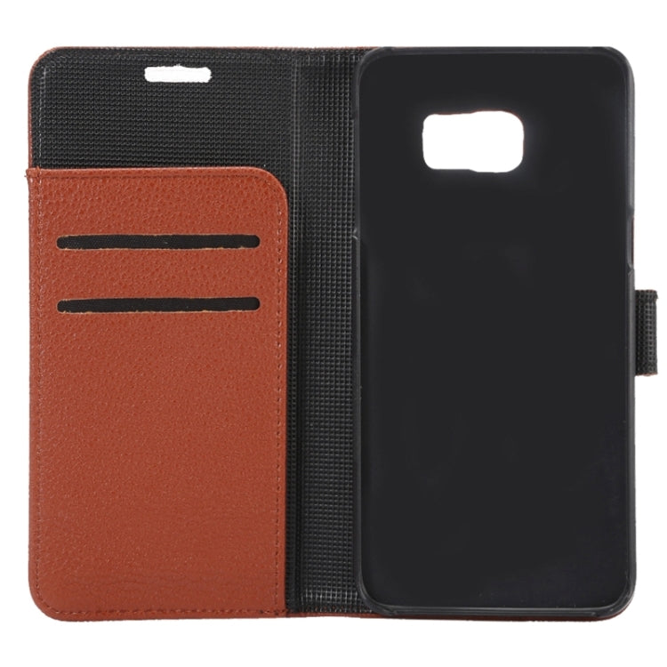 For Galaxy S6 Edge+ / G928 Litchi Texture Horizontal Flip Solid Color Leather Case with Wallet & Card Slots & Holder