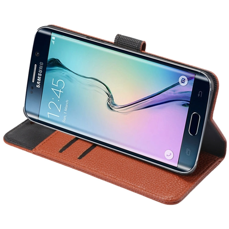 For Galaxy S6 Edge+ / G928 Litchi Texture Horizontal Flip Solid Color Leather Case with Wallet & Card Slots & Holder