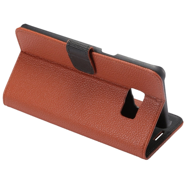 For Galaxy S6 Edge+ / G928 Litchi Texture Horizontal Flip Solid Color Leather Case with Wallet & Card Slots & Holder