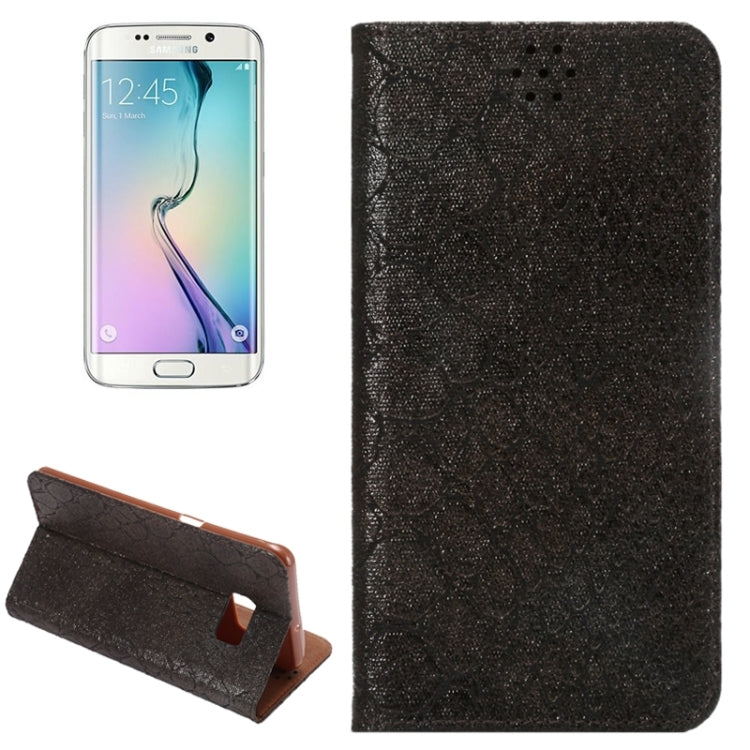 For Galaxy S6 Edge+ / G928 Stone Texture Horizontal Flip Leather Case with Magnetic Buckle & Card Slot & Holder