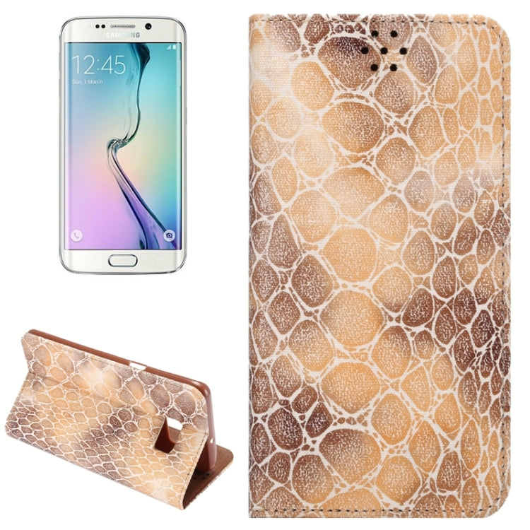 For Galaxy S6 Edge+ / G928 Stone Texture Horizontal Flip Leather Case with Magnetic Buckle & Card Slot & Holder