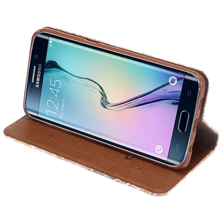 For Galaxy S6 Edge+ / G928 Stone Texture Horizontal Flip Leather Case with Magnetic Buckle & Card Slot & Holder