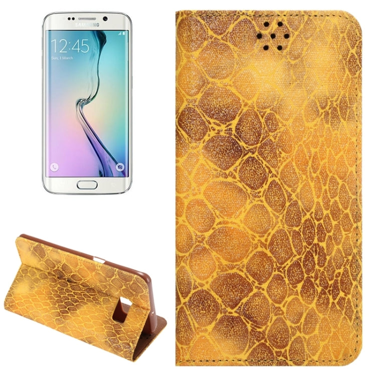 For Galaxy S6 Edge+ / G928 Stone Texture Horizontal Flip Leather Case with Magnetic Buckle & Card Slot & Holder