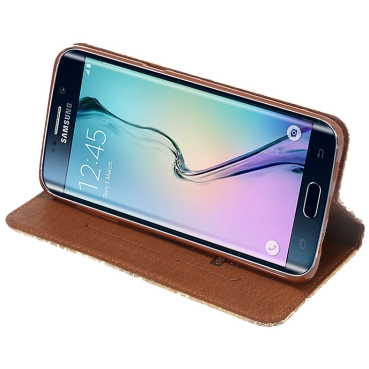 For Galaxy S6 Edge+ / G928 Stone Texture Horizontal Flip Leather Case with Magnetic Buckle & Card Slot & Holder