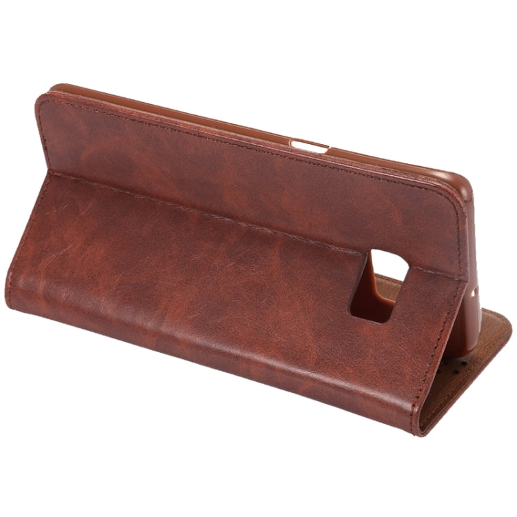 For Galaxy S6 Edge+ / G928 Crazy Horse Texture Horizontal Flip Leather Case with Magnetic Buckle & Card Slot & Holder