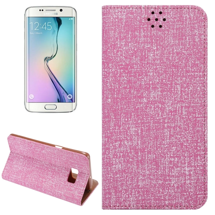 For Galaxy S6 Edge+ / G928 Cloth Texture Horizontal Flip Leather Case with Magnetic Buckle & Card Slot & Holder