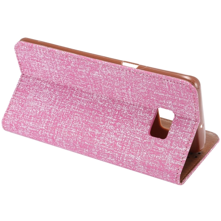 For Galaxy S6 Edge+ / G928 Cloth Texture Horizontal Flip Leather Case with Magnetic Buckle & Card Slot & Holder
