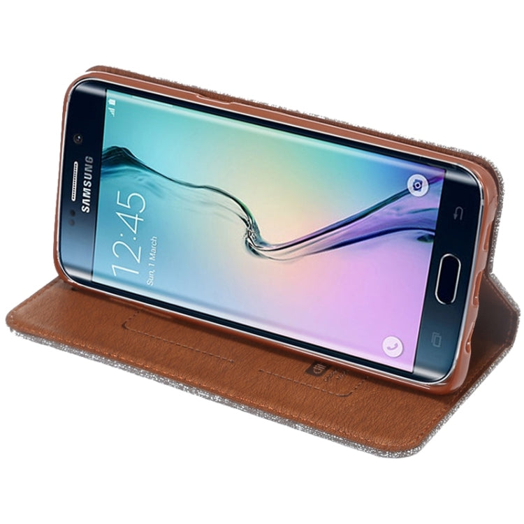 For Galaxy S6 Edge+ / G928 Cloth Texture Horizontal Flip Leather Case with Magnetic Buckle & Card Slot & Holder