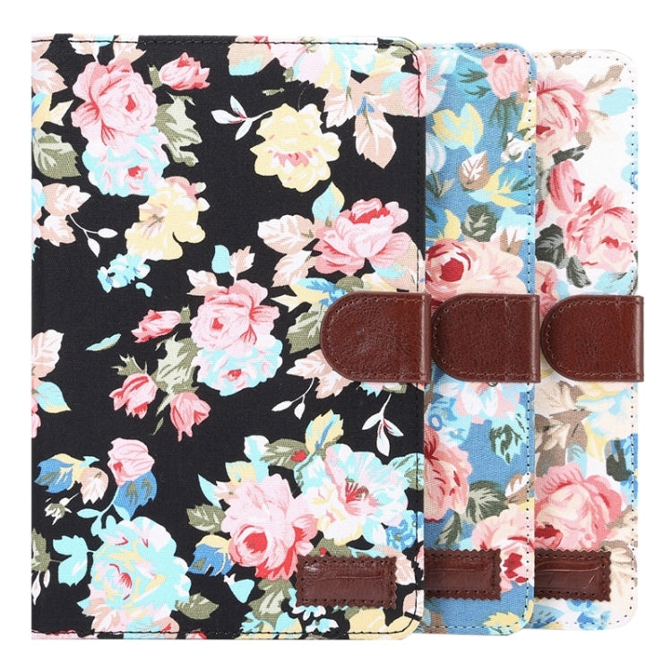 Flower Pattern Cloth Surface Horizontal Flip Leather Case with Wallet & Card Slots & Holder for Galaxy Tab E 9.6 / T560(Blue)