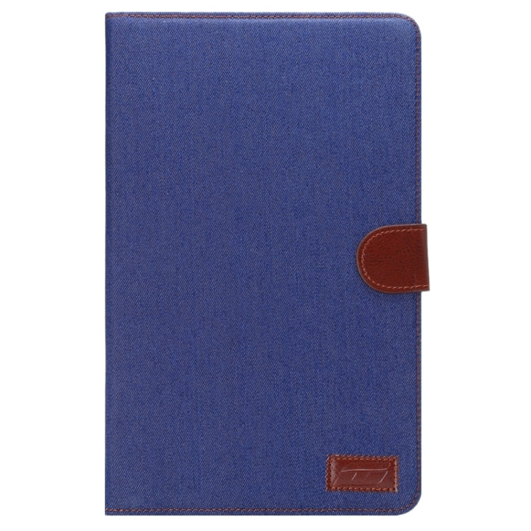 Denim Texture Horizontal Flip Solid Color Leather Case with Wallet & Card Slots & Holder for Galaxy Tab E 9.6 / T560(Dark Blue)