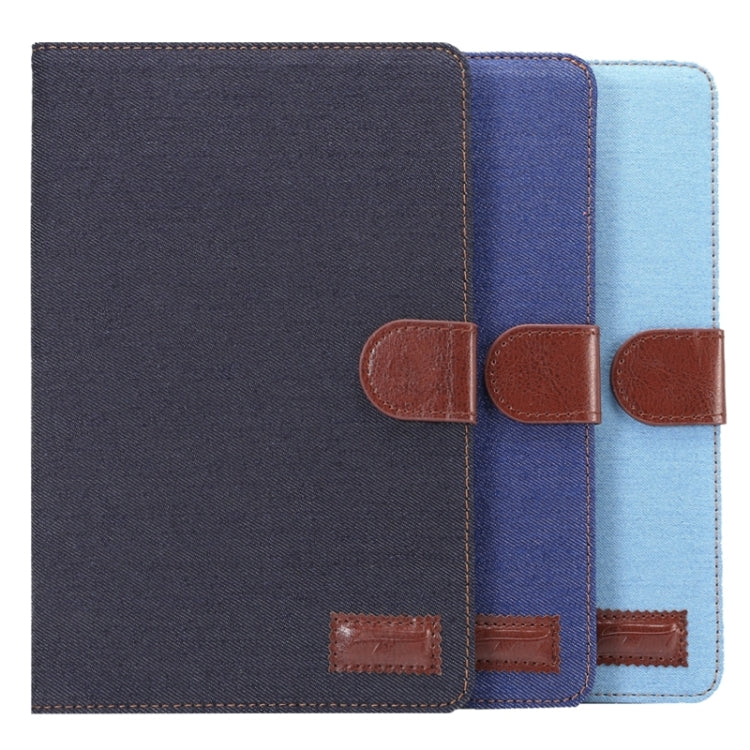 Denim Texture Horizontal Flip Solid Color Leather Case with Wallet & Card Slots & Holder for Galaxy Tab E 9.6 / T560(Dark Blue)