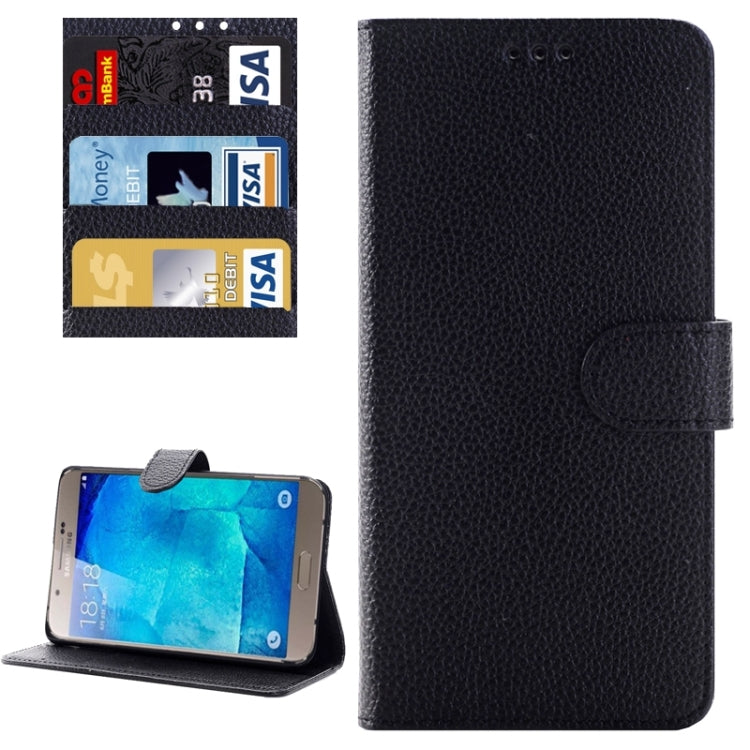 Litchi Texture Horizontal Flip Solid Color Leather Case with Wallet & Card Slot & Holder for Galaxy A8 / A800
