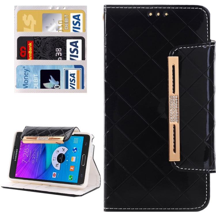 Grid Texture Horizontal Flip Diamond Encrusted Leather Case with Wallet & Card Slot & Holder & Lanyard for Galaxy Note 5 / N920
