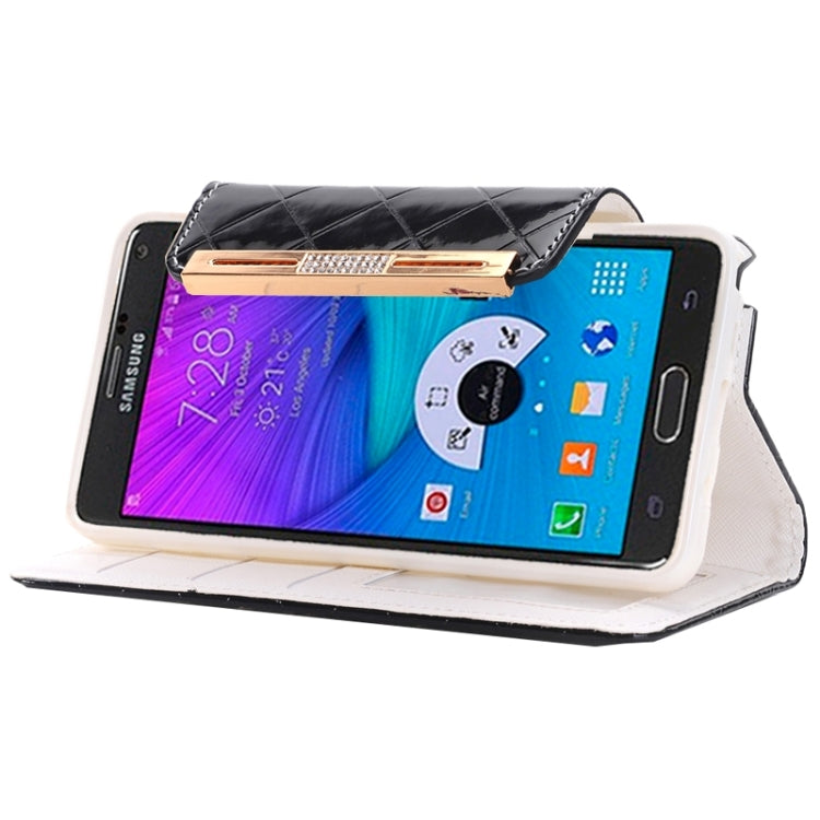 Grid Texture Horizontal Flip Diamond Encrusted Leather Case with Wallet & Card Slot & Holder & Lanyard for Galaxy Note 5 / N920