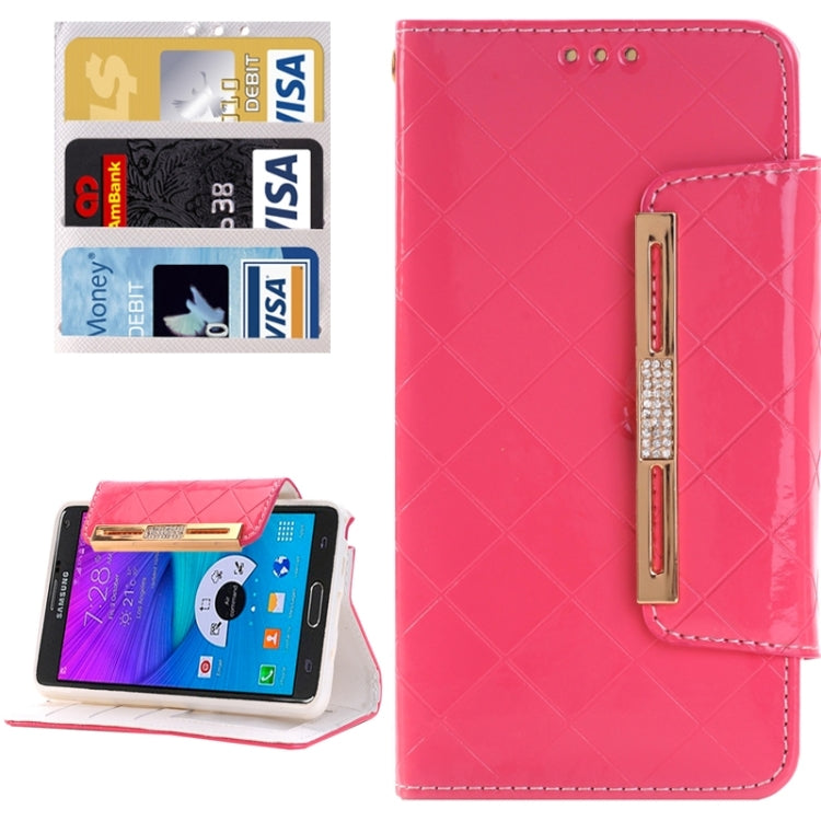 Grid Texture Horizontal Flip Diamond Encrusted Leather Case with Wallet & Card Slot & Holder & Lanyard for Galaxy Note 5 / N920