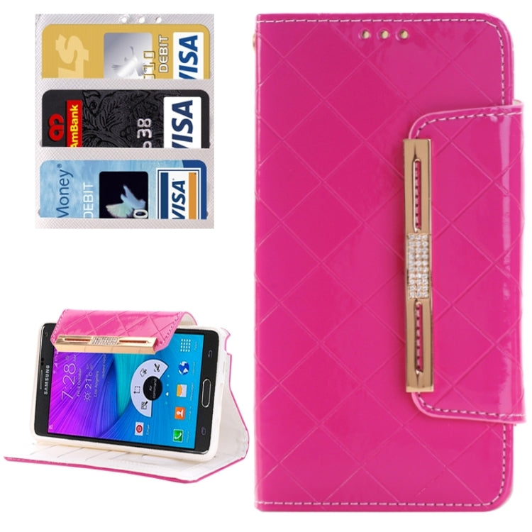 Grid Texture Horizontal Flip Diamond Encrusted Leather Case with Wallet & Card Slot & Holder & Lanyard for Galaxy Note 5 / N920