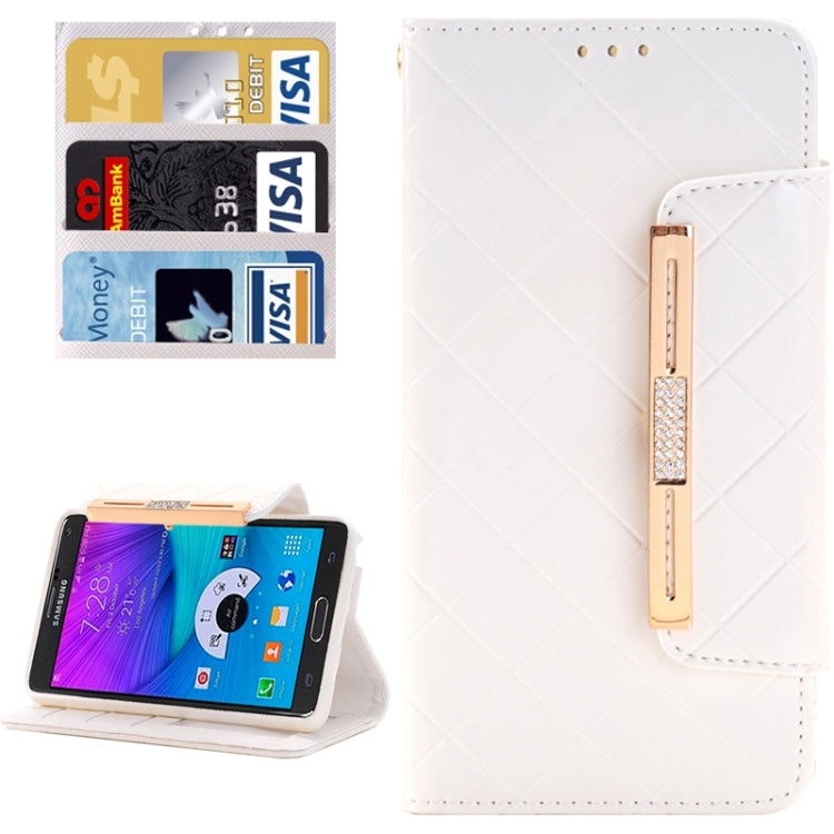 Grid Texture Horizontal Flip Diamond Encrusted Leather Case with Wallet & Card Slot & Holder & Lanyard for Galaxy Note 5 / N920