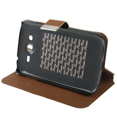 Pure Color Ultra-thin Leather Case with Holder & Credit Card slots for Galaxy Grand Duos / i9082(Brown)