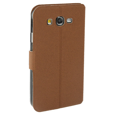 Pure Color Ultra-thin Leather Case with Holder & Credit Card slots for Galaxy Grand Duos / i9082(Brown)
