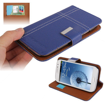 Litchi Texture Leather Case with Holder & Credit Card Slots for Galaxy Grand Duos / i9082