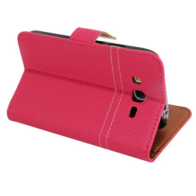 Litchi Texture Leather Case with Holder & Credit Card Slots for Galaxy Grand Duos / i9082
