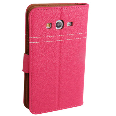 Litchi Texture Leather Case with Holder & Credit Card Slots for Galaxy Grand Duos / i9082