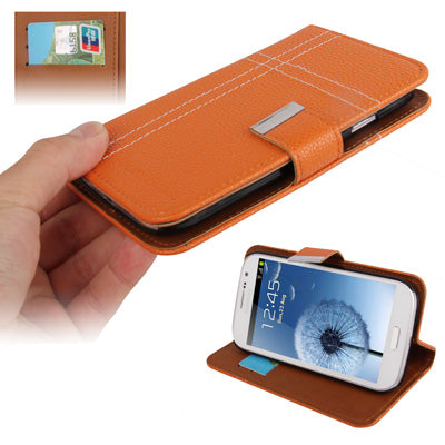 Litchi Texture Leather Case with Holder & Credit Card Slots for Galaxy Grand Duos / i9082
