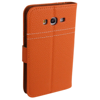 Litchi Texture Leather Case with Holder & Credit Card Slots for Galaxy Grand Duos / i9082