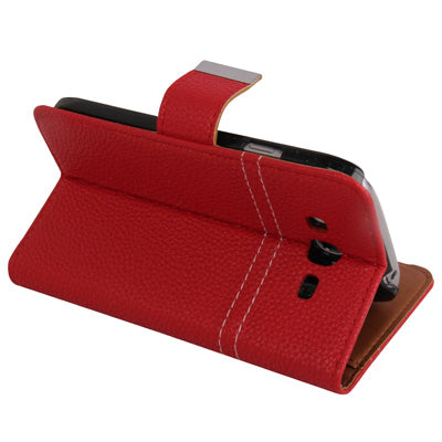 Litchi Texture Leather Case with Holder & Credit Card Slots for Galaxy Grand Duos / i9082