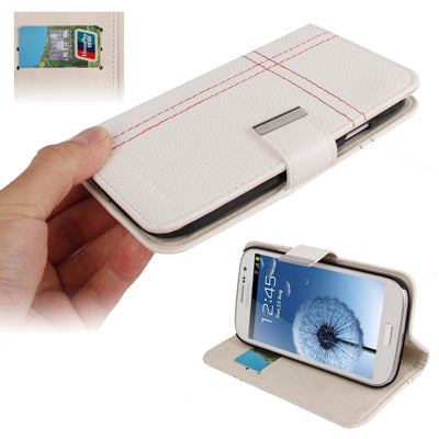Litchi Texture Leather Case with Holder & Credit Card Slots for Galaxy Grand Duos / i9082