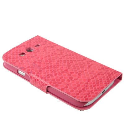 Luxury Diamond Encrusted Snakeskin Texture Leather Case with Credit Card Slots & Holder for Galaxy Grand Duos / i9082
