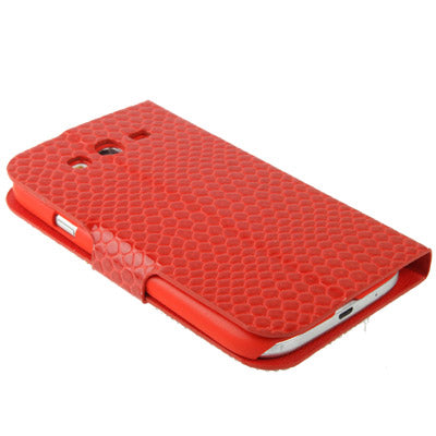 Luxury Diamond Encrusted Snakeskin Texture Leather Case with Credit Card Slots & Holder for Galaxy Grand Duos / i9082