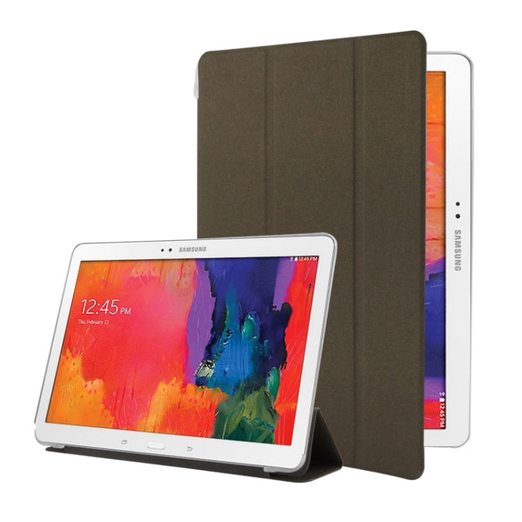 For Galaxy Tab Pro 10.1 / SM-T520 Frosted Texture Flip Leather + Transparent Trosted Plastic Case with Holder