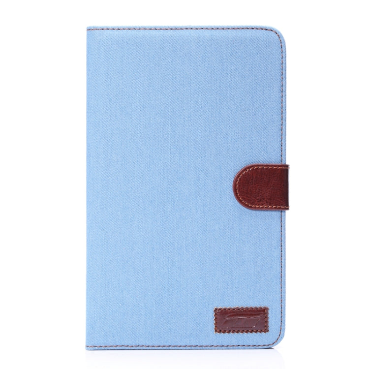 Denim Texture Leather Case with Credit Card Slots & Holder for Galaxy Tab 4 8.0 / T330(Baby Blue)