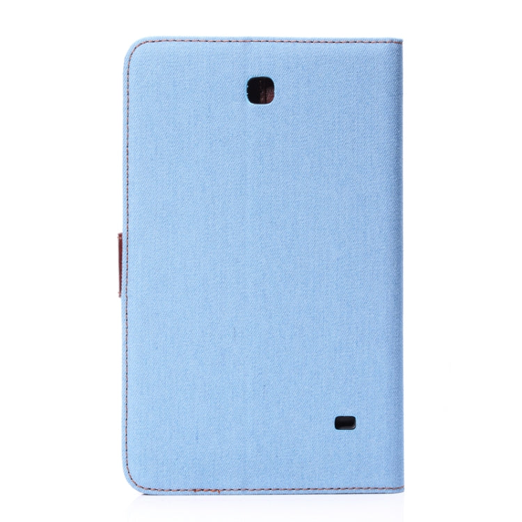 Denim Texture Leather Case with Credit Card Slots & Holder for Galaxy Tab 4 8.0 / T330(Baby Blue)