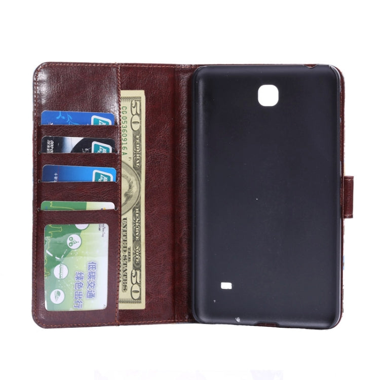 Peony Pattern Denim Texture Leather Case with Credit Card Slots & Holder for Galaxy Tab 4 8.0 / T330