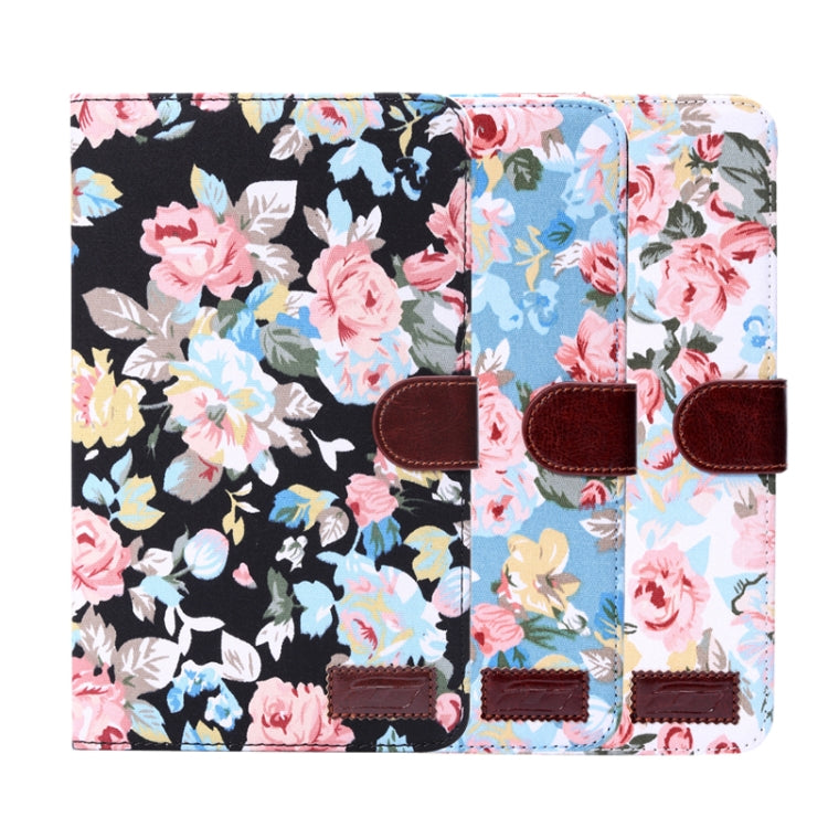 Peony Pattern Denim Texture Leather Case with Credit Card Slots & Holder for Galaxy Tab 4 8.0 / T330