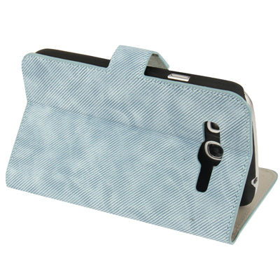 Denim Pattern Horizontal Flip Leather Case with Credit Card Slot & Holder for Galaxy Grand Duos / i9082(Baby Blue)