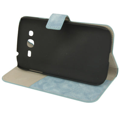 Denim Pattern Horizontal Flip Leather Case with Credit Card Slot & Holder for Galaxy Grand Duos / i9082(Baby Blue)