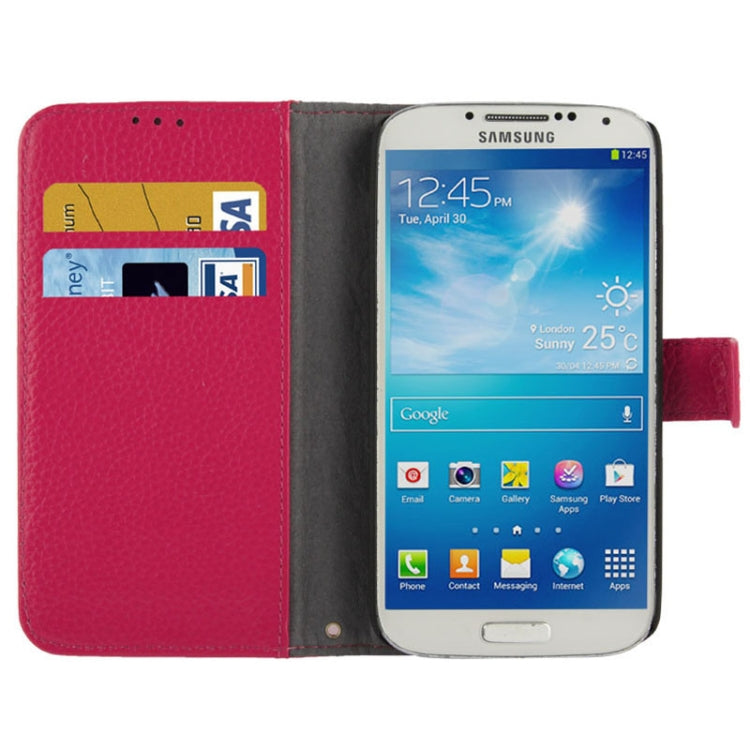 Litchi Texture Horizontal Flip Top-grain Genuine Leather Case with Credit Card Slots & Holder for Galaxy S IV / i9500