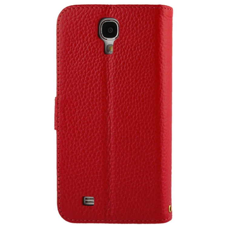 Litchi Texture Horizontal Flip Top-grain Genuine Leather Case with Credit Card Slots & Holder for Galaxy S IV / i9500