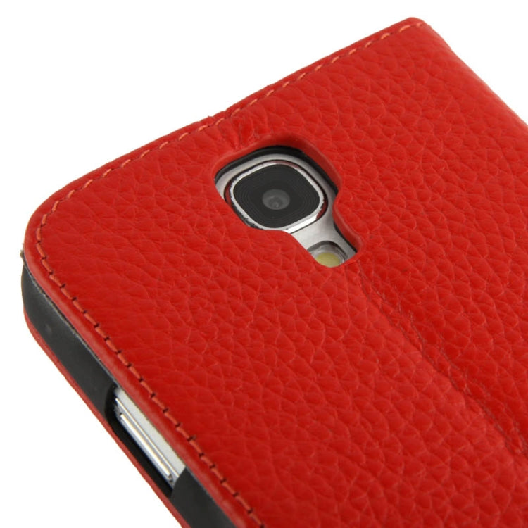 Litchi Texture Horizontal Flip Top-grain Genuine Leather Case with Credit Card Slots & Holder for Galaxy S IV / i9500