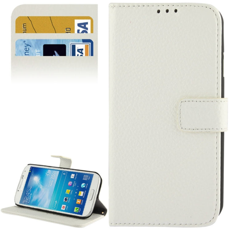 Litchi Texture Horizontal Flip Top-grain Genuine Leather Case with Credit Card Slots & Holder for Galaxy S IV / i9500