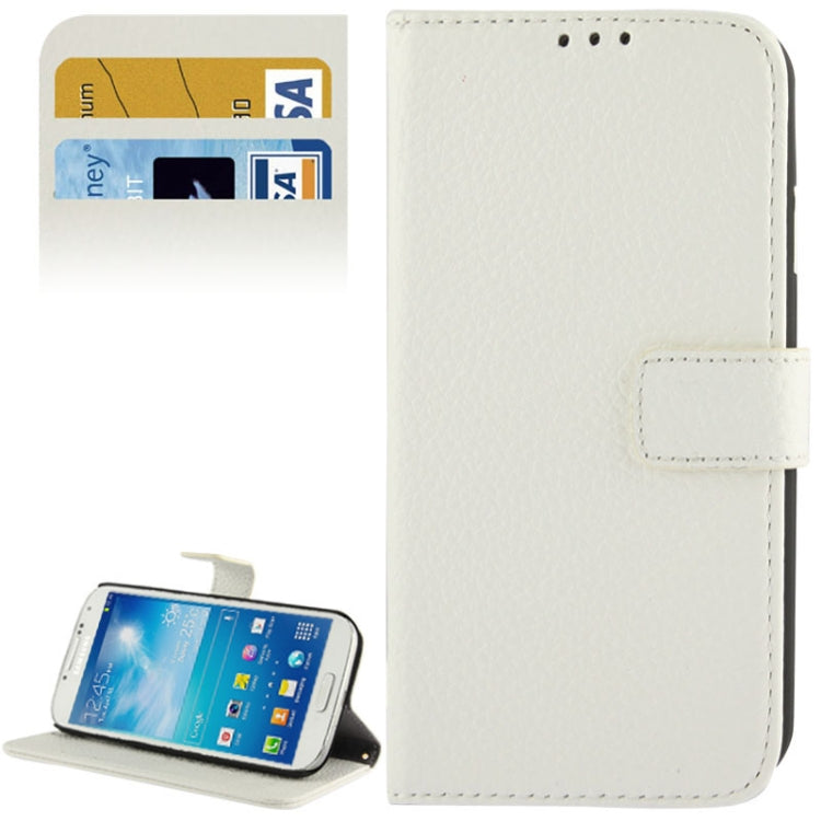 Litchi Texture Horizontal Flip Top-grain Genuine Leather Case with Credit Card Slots & Holder for Galaxy S IV / i9500