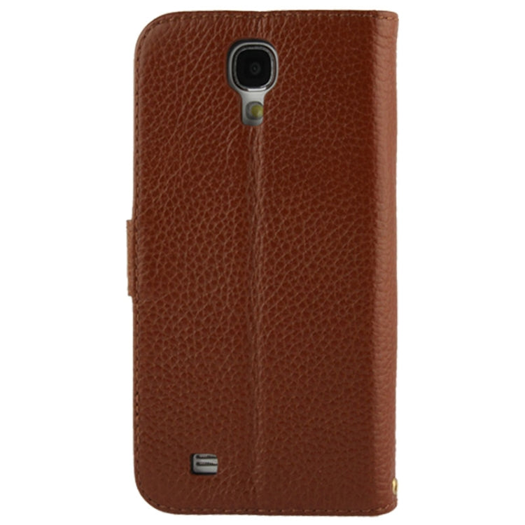 Litchi Texture Horizontal Flip Top-grain Genuine Leather Case with Credit Card Slots & Holder for Galaxy S IV / i9500
